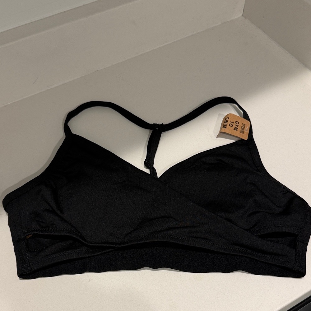 Pink Women's Black Bralette / Swim top. Size M
